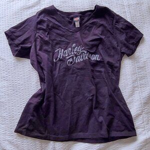 Harley-Davidson Glitter Logo V-Neck T-shirts